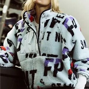 Free People Women's Graphic Teddy Jacket - Hit the Slops